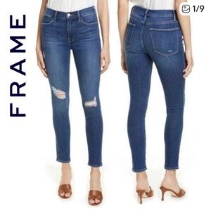 Frame Denim Le High Skinny Jeans - Distressed Blue